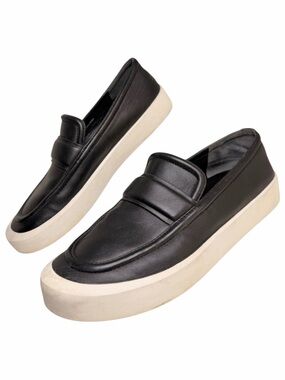 Vince Ghita Black Leather Platform Loafers Sneakers EU 38.5 US 8.5 Fits 9-9.5
